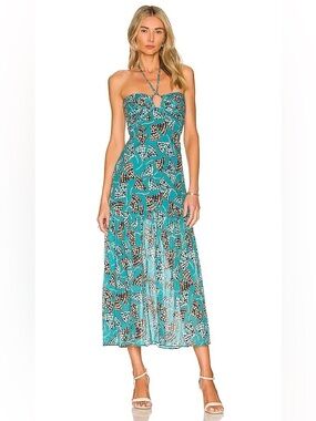 Karina Grimaldi Charlie Print Dress in Teal, Size Small